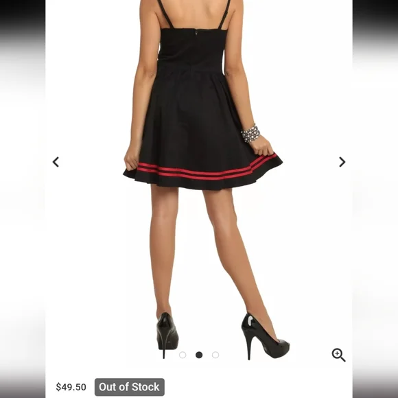 Hell Bunny | Red & Black Sailor Dress w Pockets | Size M | Hot Topic Retired - Picture 2 of 6